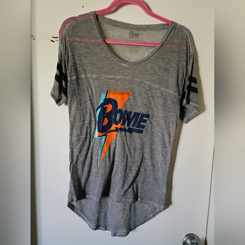 Gray David Bowie Graphic Women's Top Size M